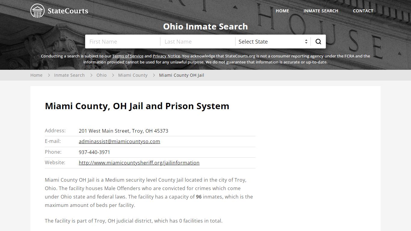 Miami County OH Jail Inmate Records Search, Ohio - StateCourts