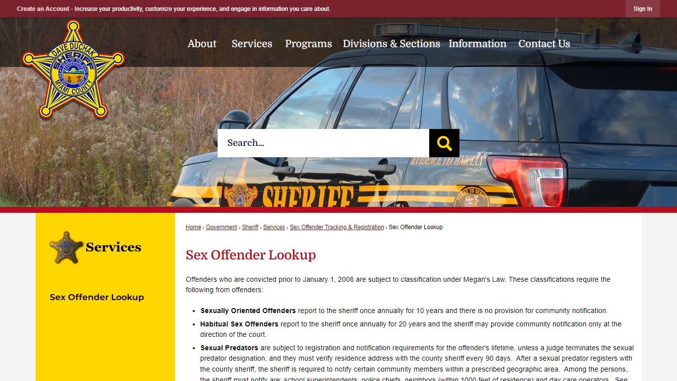 Sex Offender Lookup | Miami County, OH - Official Website